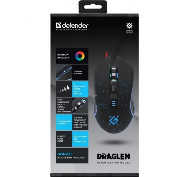 Defender Draglen vezetékes gamer egér