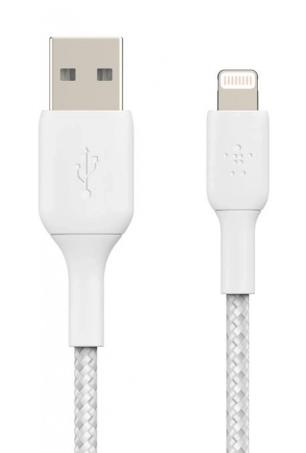 Fonott fehér USB-Lightning kábel 1m