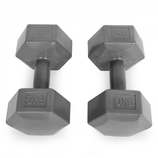ModernHome 2x5 kg szürke hatszögletű súlyzó készlet