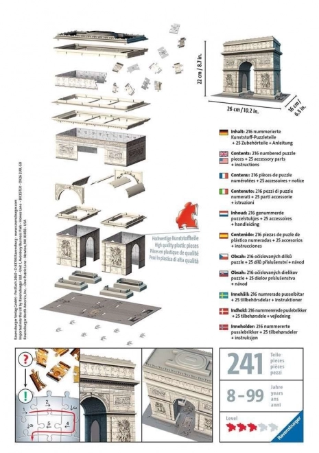 Győzelmi Ív 3D Puzzle - Franciaország