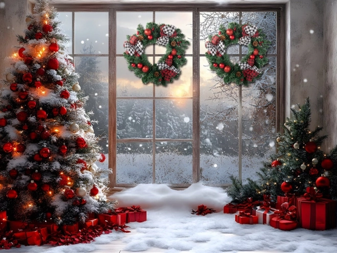 Karácsonyi díszítős girland ajtóra és falra