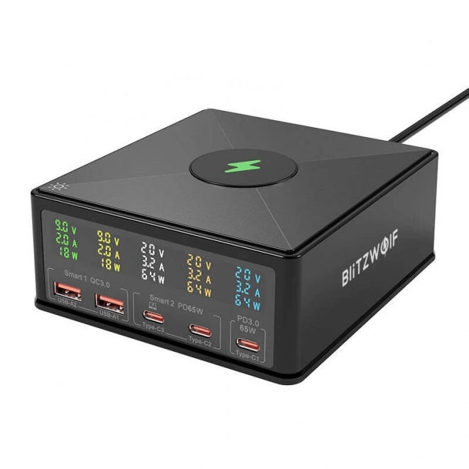 Blitzwolf töltő 2xUSB-A 3xUSB-C 160W fekete