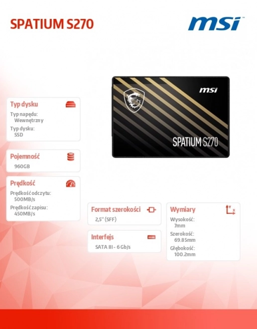 Msi spatium s270 960gb ssd-meghajtó