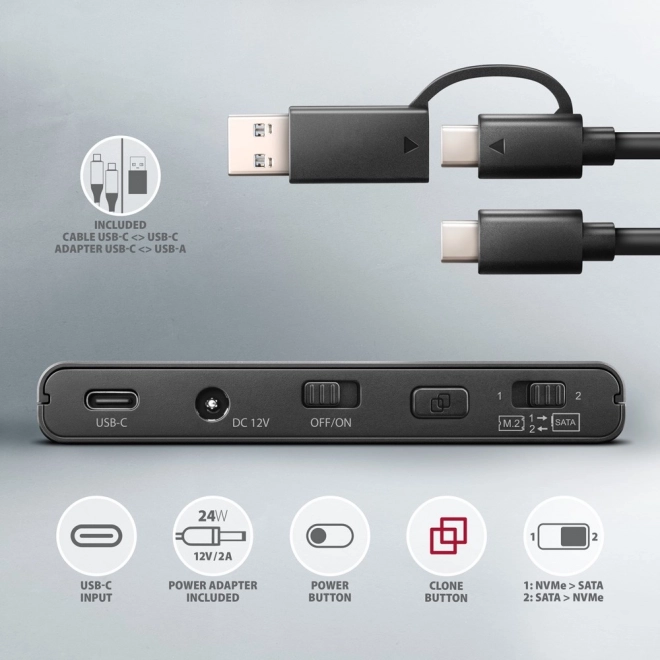 Axagon Clone Master 2 USB-C adapter