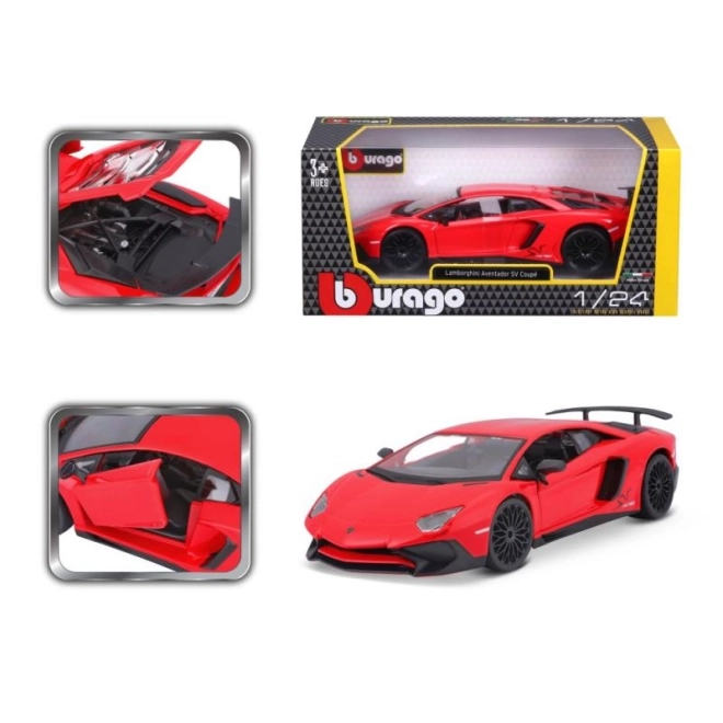 Bburago 1:24 Lamborghini Aventador LP 750-4 SV piros modellautó