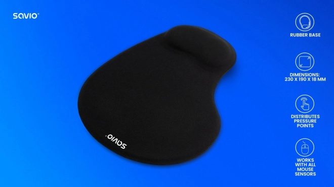 Fekete ergonomikus egérpad SAVIO