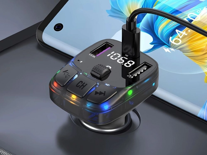 Autós FM Bluetooth Transmitter 5.3 többszörös USB töltővel