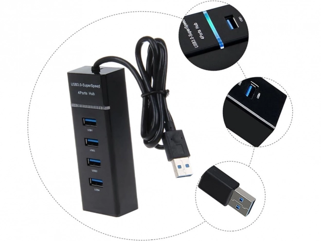 Usb 3.0 hub 4 portos elosztó adapter