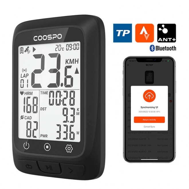 Kompakt és könnyű kerékpáros számítógép gps-szel