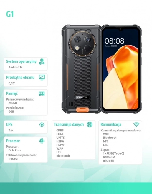 Smartphone G1 4G IP69K narancssárga