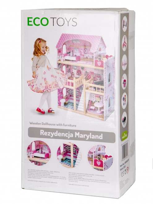 Fa babaház bútorokkal az ECOTOYS-tól