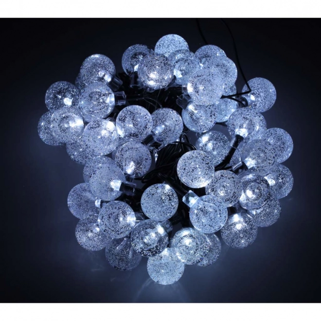 Napelemes kerti világító gömbök 7m 50LED hideg fehér