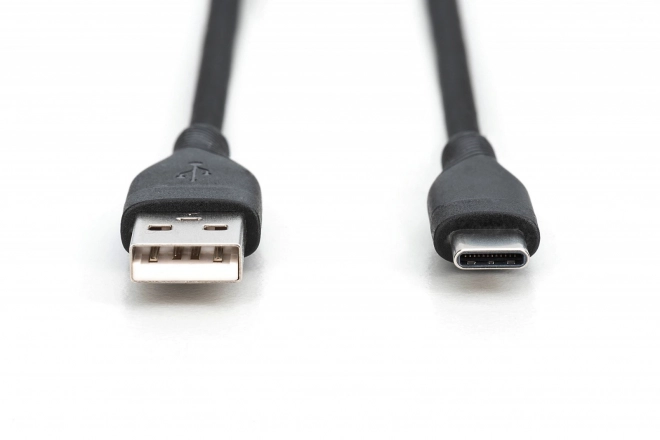 USB-A - USB-C szilikon töltő- és adatkábel, 60W, 0,5m fekete
