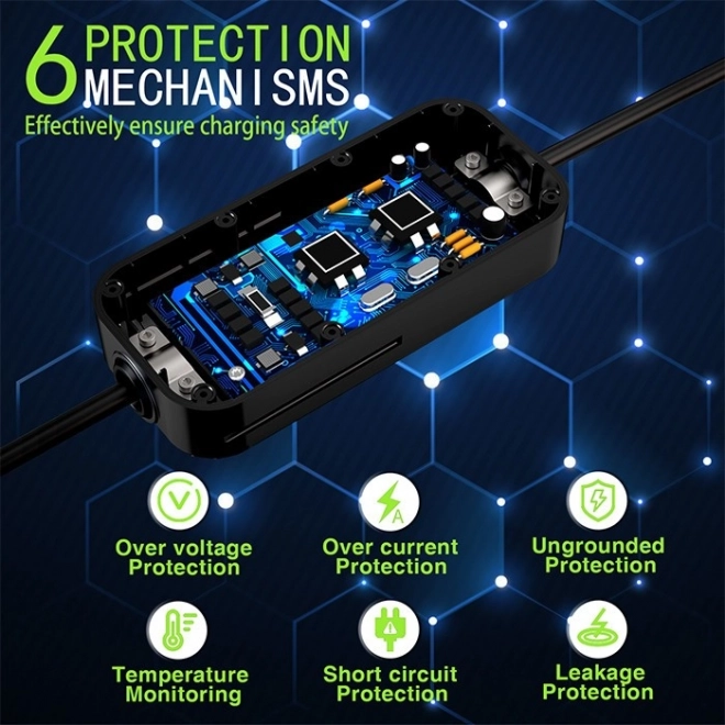 Qoltec elektromos autós töltő kétfunkciós 7kW 230V WiFi LCD