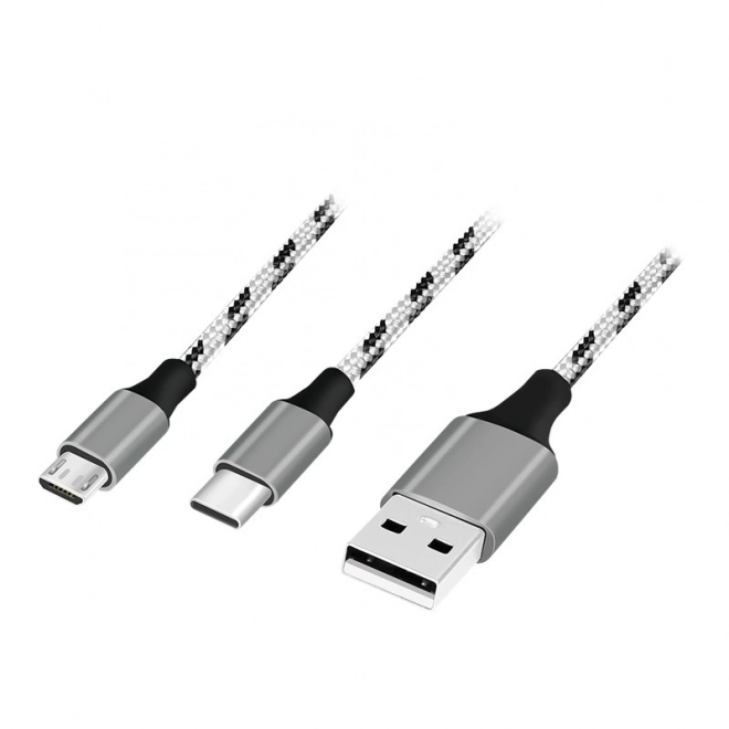 LogiLink 2 az 1-ben USB adatkábellel Micro USB és USB-C csatlakozóval, 1.2 méteres