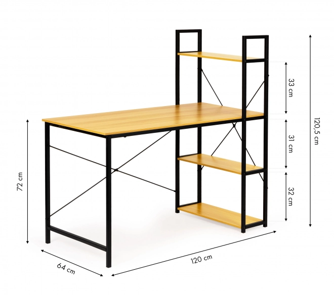 Modern loft stílusú számítógépasztal polcokkal