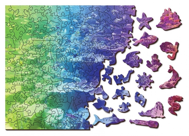 Korallzátony 2 az 1-ben fa puzzle 100 darabbal