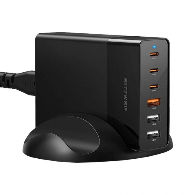 Blitzwolf 75W Fali töltő 3x USB + 3x USB-C fekete