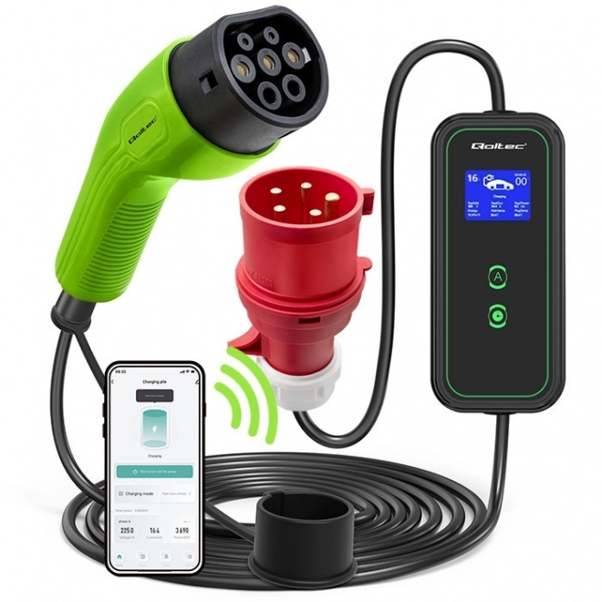 Mobil autós töltő elektromos járművekhez 11kW CEE 5 PIN WiFi LCD