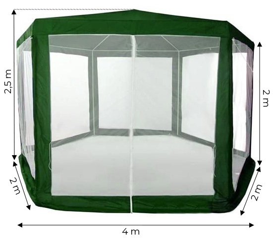 Kerti pavilon sátor szúnyoghálóval, zöld, MultiGarden