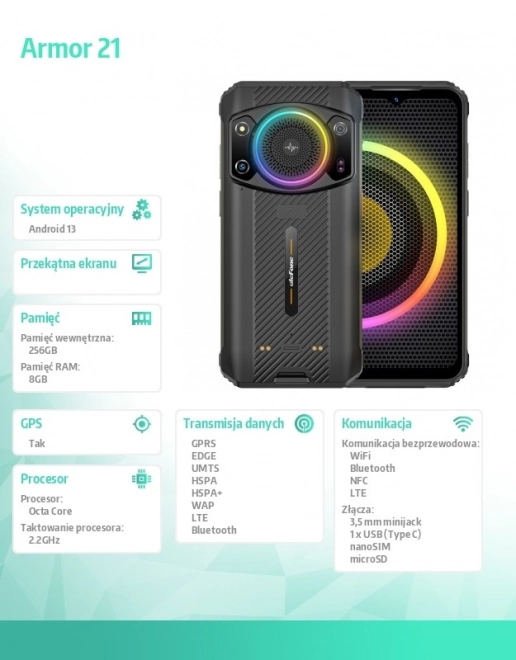 Vízálló okostelefon Armor RGB 8/256GB