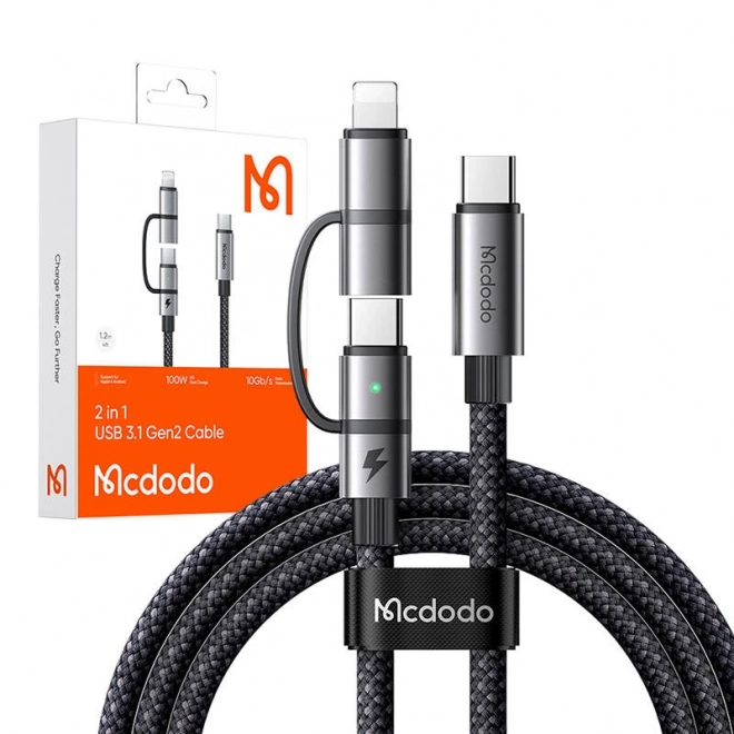 Mcdodo 2 az 1-ben töltőkábel USB-C és Lightning csatlakozóval