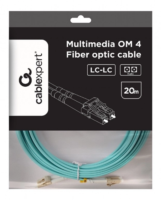 Optikai kábel duplex OM4 20m LC/LC csatlakozóval
