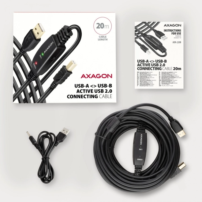 Axagon USB 2.0 aktív kábel és jelerősítő 20m