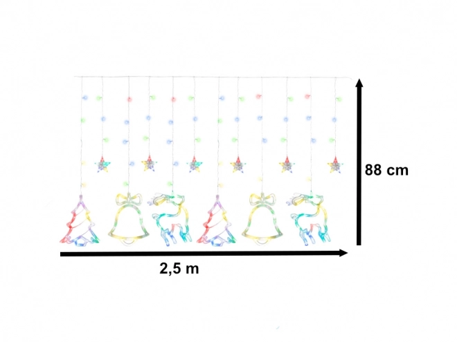 karácsonyi led függöny rénszarvas 2,5m 138 led multicolor