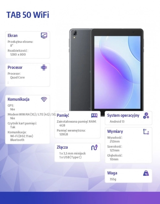 Tablet 8 col szürke WiFi 4/128GB