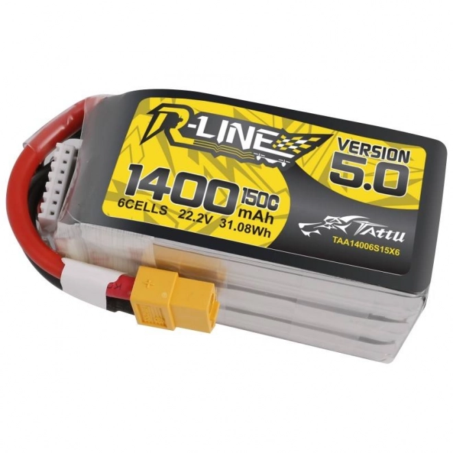 Tattu r-line lítium-polimer akkumulátor 1400mAh 22,2V 150C 6S1P XT60 csatlakozóval