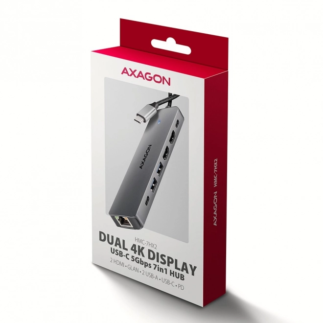 7 az 1-ben AXAGON USB-C többportos hub HDMI-vel és Power Delivery-vel