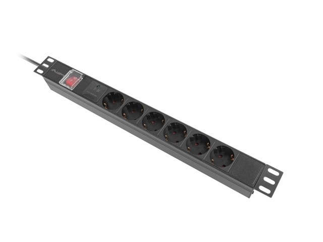 Lanberg 19" Rack PDU elosztó 1U 16A 5xSchuko 2m fekete