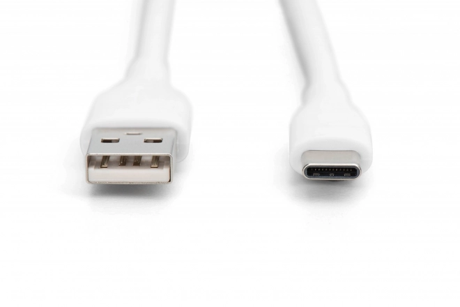 Szőtt szilikon USB-A - USB-C kábel, USB 2.0, 0.5m, Fehér