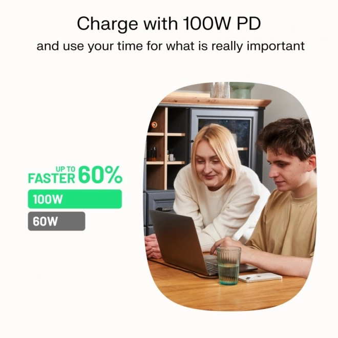 PowerFlex 100W szilikon kábel fekete