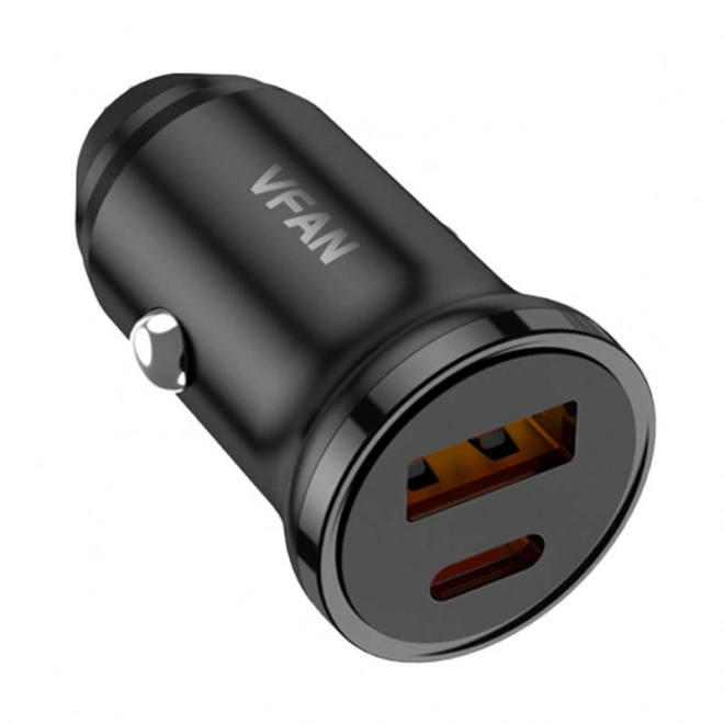 Vipfan autós töltő USB és USB-C csatlakozóval, 20W, PD és QC 3.0