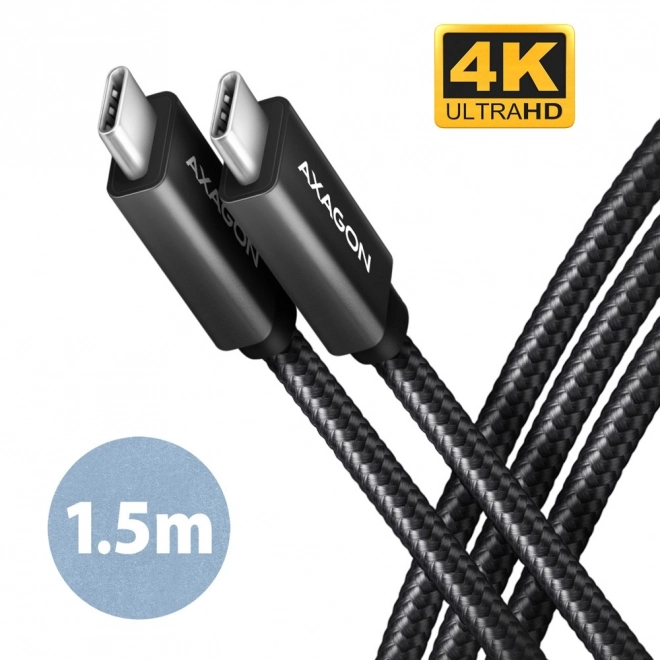 Usb-c - usb-c adat- és töltőkábel 1.5m 100W, 5A, 4K HD, alumínium csatlakozók, fekete