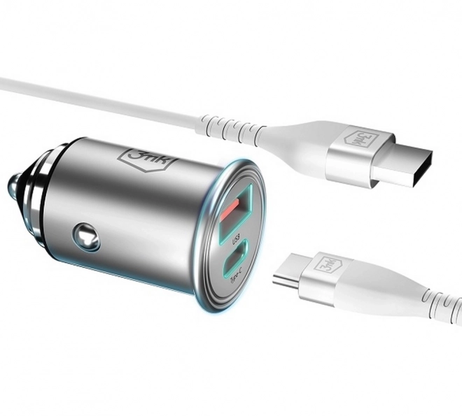 Autós töltő 30W USB-C és USB-A PD