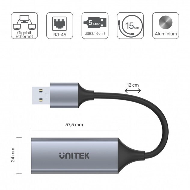 Usb-a 3.1 gen 1 rj45 adapter 1000 mbps