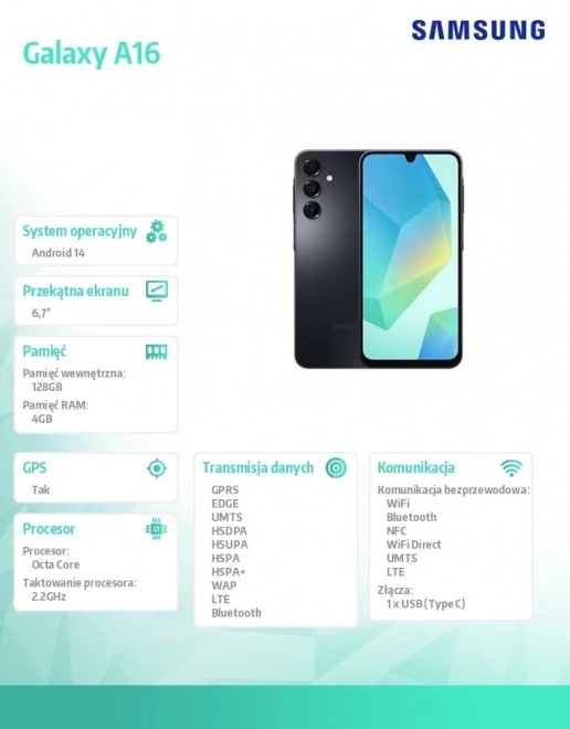 Galaxy A16 okostelefon LTE 4/128 GB fekete