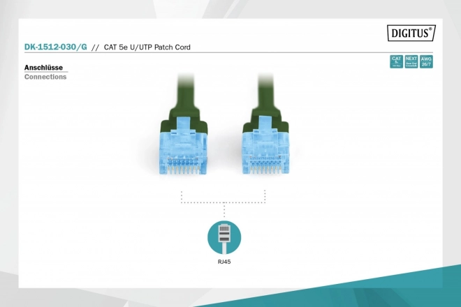 Patch Cord U/UTP Kategória 5e 3 m Zöld