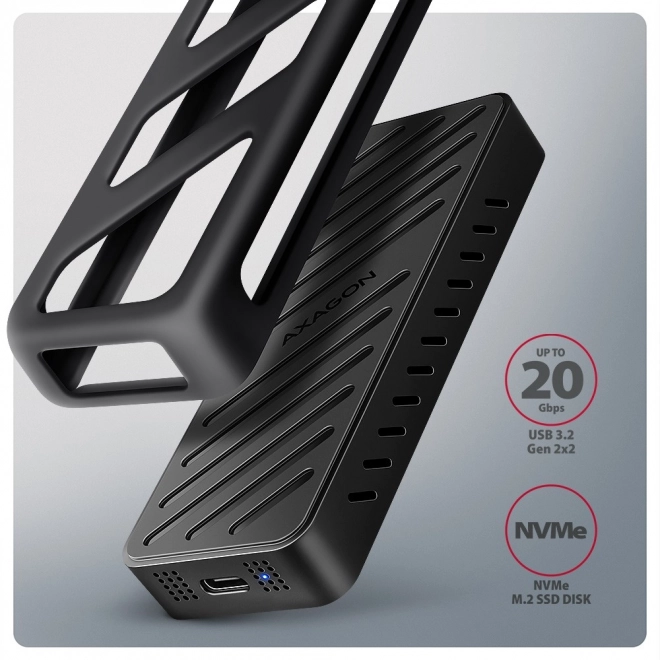 Axagon páncélozott alumínium külső ház USB-C M.2 NVMe SSD-hez