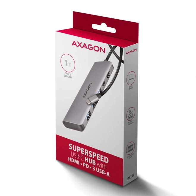 Axagon usb-c többportos hub HDMI-vel és Power Delivery-vel