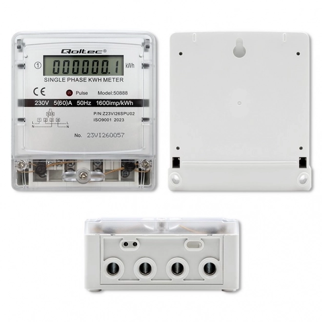 Egységes fázisú Qoltec 230V villanyóra LCD kijelzővel