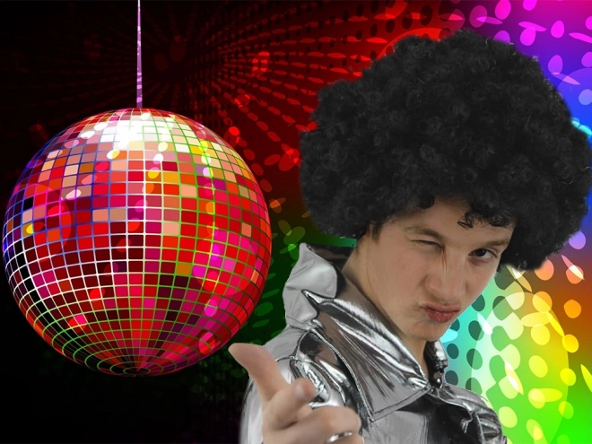 Afro göndör fekete paróka karneváli partyhoz