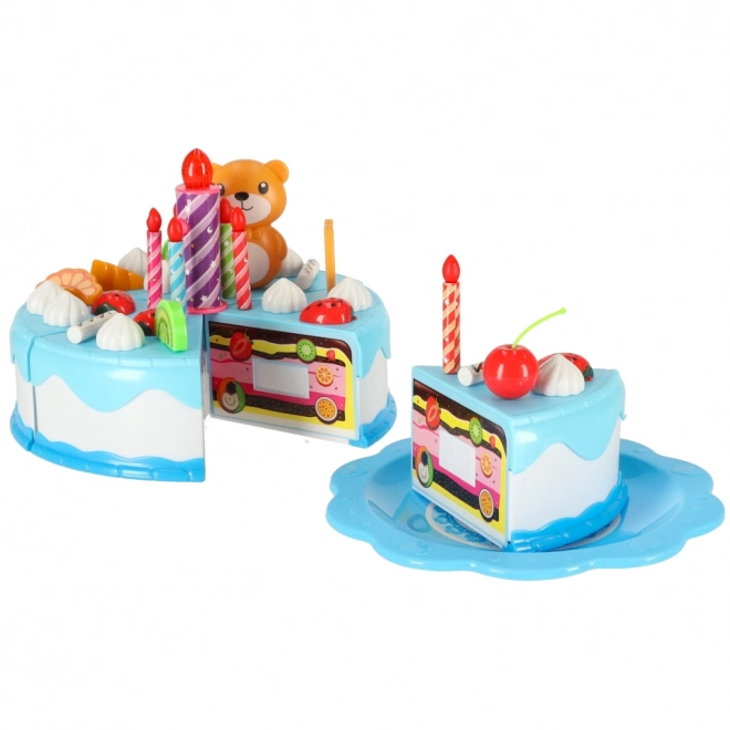 Szülinapi torta vágószettel - 80 darabos, kék