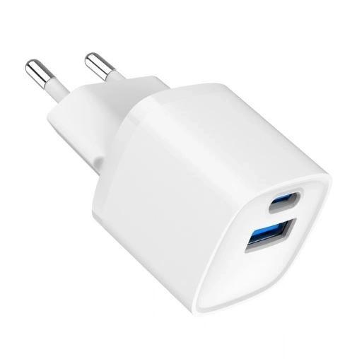 Fehér mini USB-A USB-C töltő 20W PD QC3.0