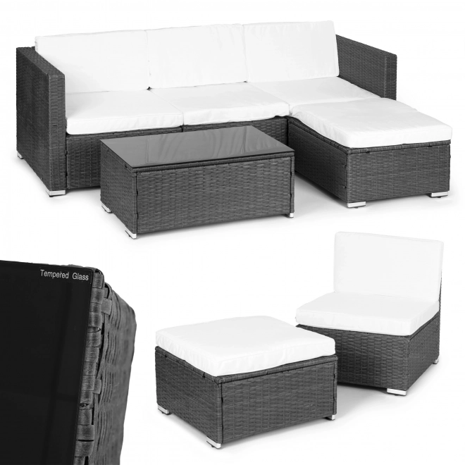 Rattan kerti ülőgarnitúra moduláris sarokkanapéval és szürke asztallal MultiGarden