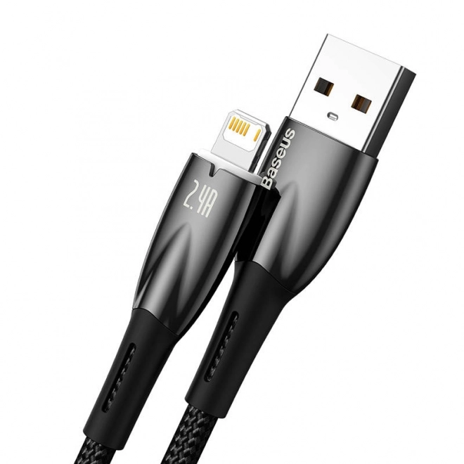 Baseus glimmer usb kábel lightning típusú csatlakozóval, 2.4A, 1m, fekete