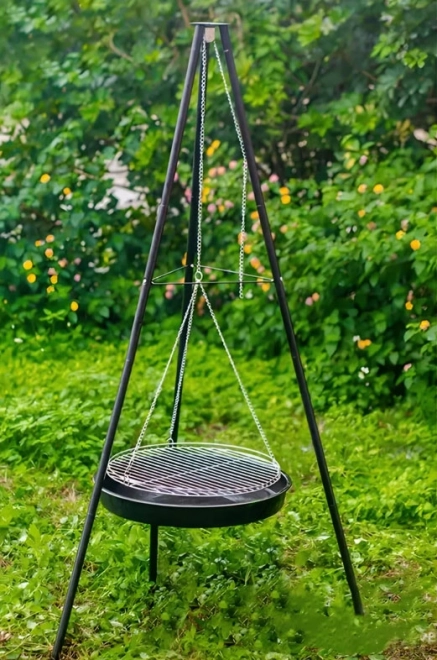 Kerti kandalló grill háromlábú ráccsal